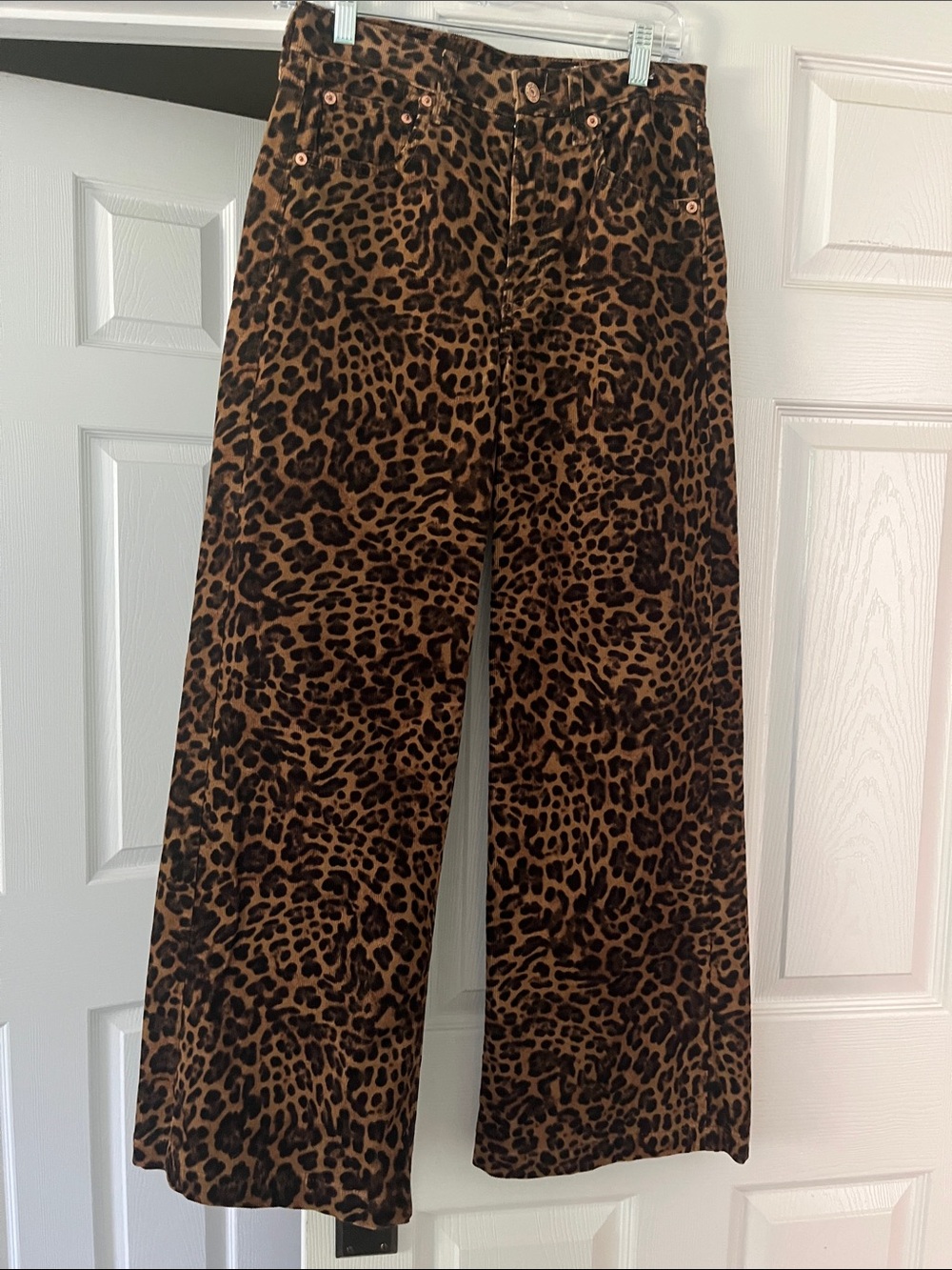 GAP Corduroy Leopard Print Wide-Leg Jeans - Brown & Black